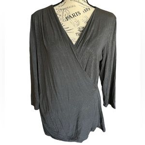 Natori faux wrap modal spandex blend top gray Sz XL